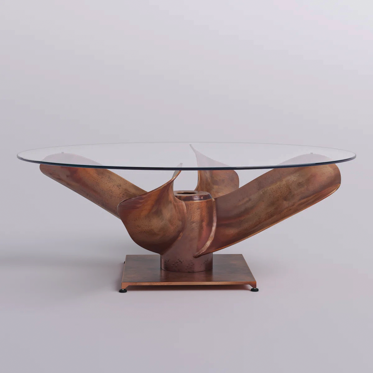 Front view of the Archimedes coffee table and square base plate