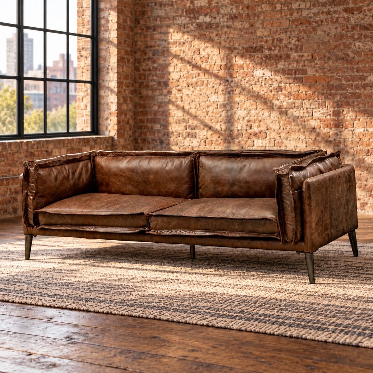 Rowan Leather Loveseat — styled room main product image