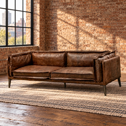 Rowan Leather Loveseat — styled room main product image