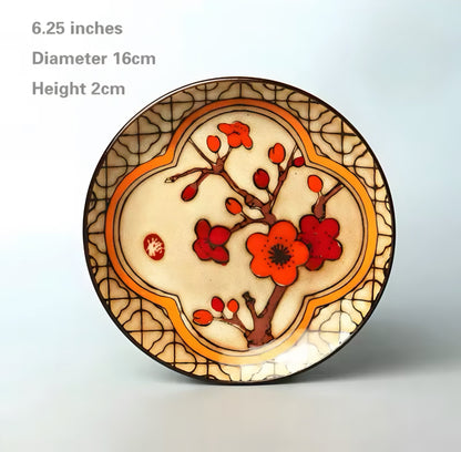Hand-Painted Ceramic Plate Set — 6 Pieces