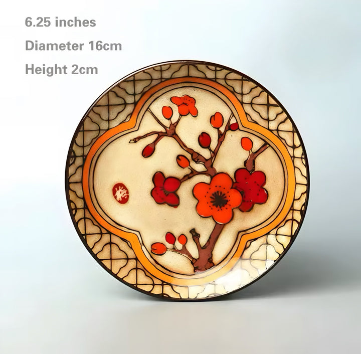 Hand-Painted Ceramic Plate Set — 6 Pieces
