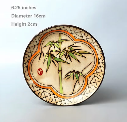 Hand-Painted Ceramic Plate Set — 6 Pieces