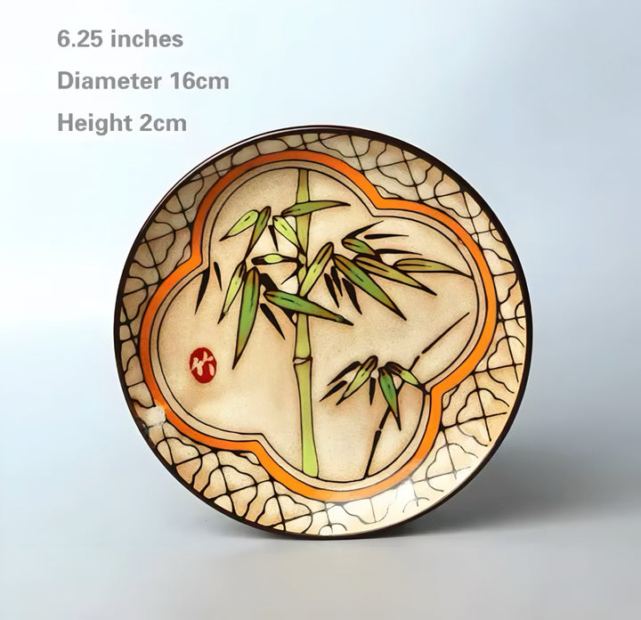 Hand-Painted Ceramic Plate Set — 6 Pieces