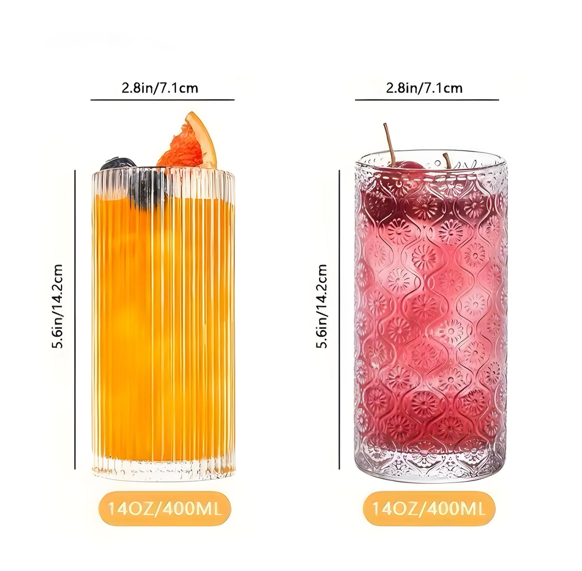 Ribbed Highball Glass Set — 6 Pieces