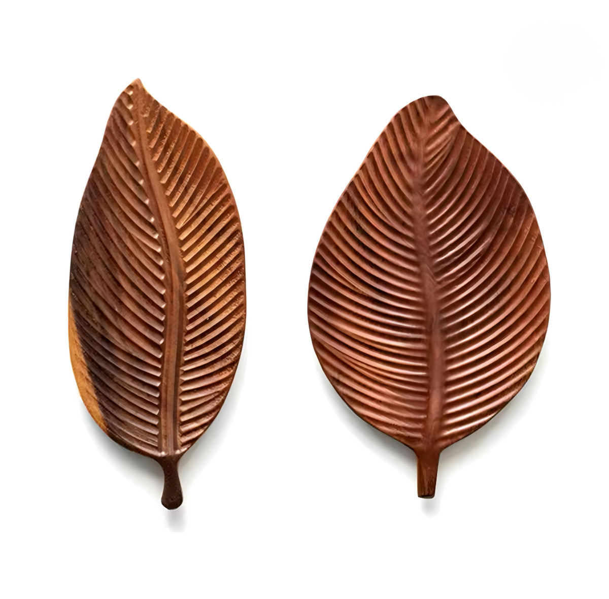 Wooden Leaf Trays Set — 2 Pieces