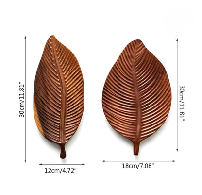 Wooden Leaf Trays Set — 2 Pieces