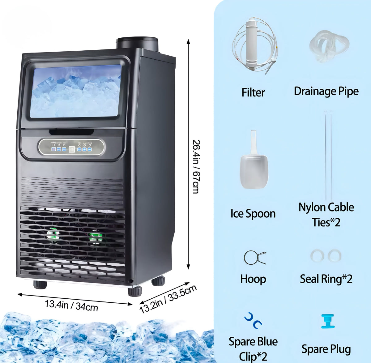Compact Ice Maker with Viewing Window