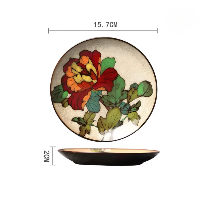 Hand-Painted Ceramic Plate Set — 6 Pieces