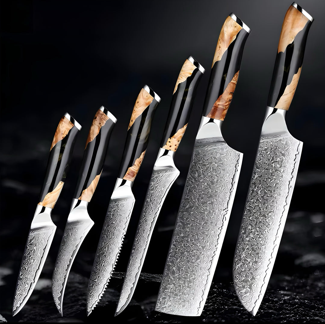 Damascus Stainless Steel Knife Set — 7 Pieces