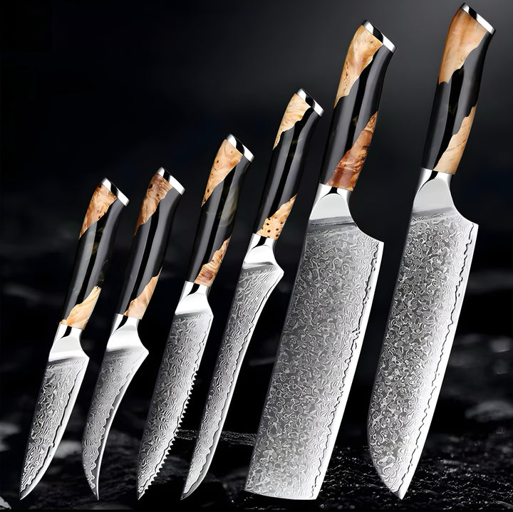 Damascus Stainless Steel Knife Set — 7 Pieces
