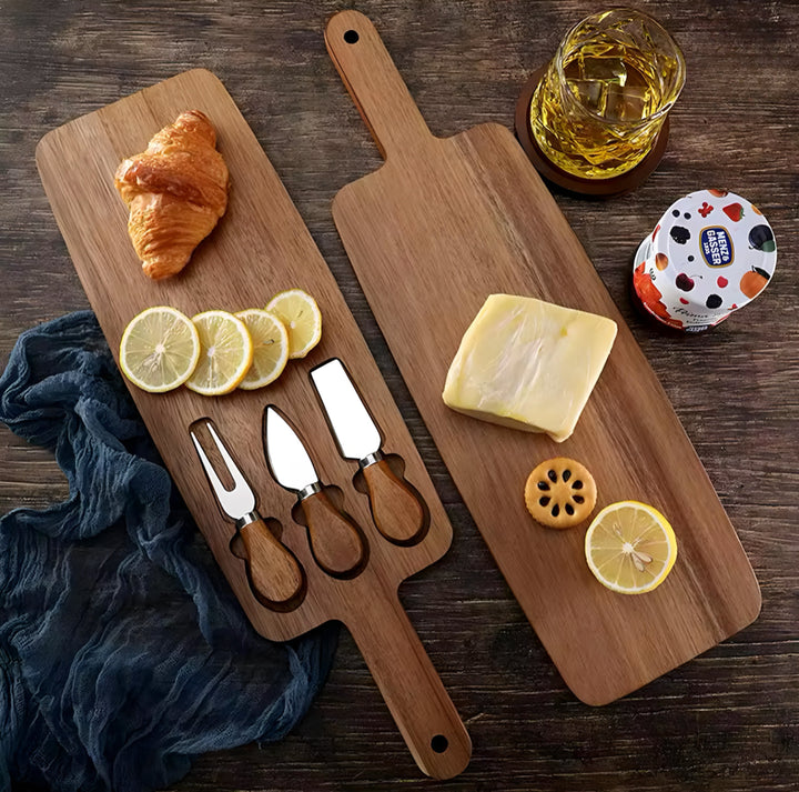 Paddle Cheese Board with Utensils