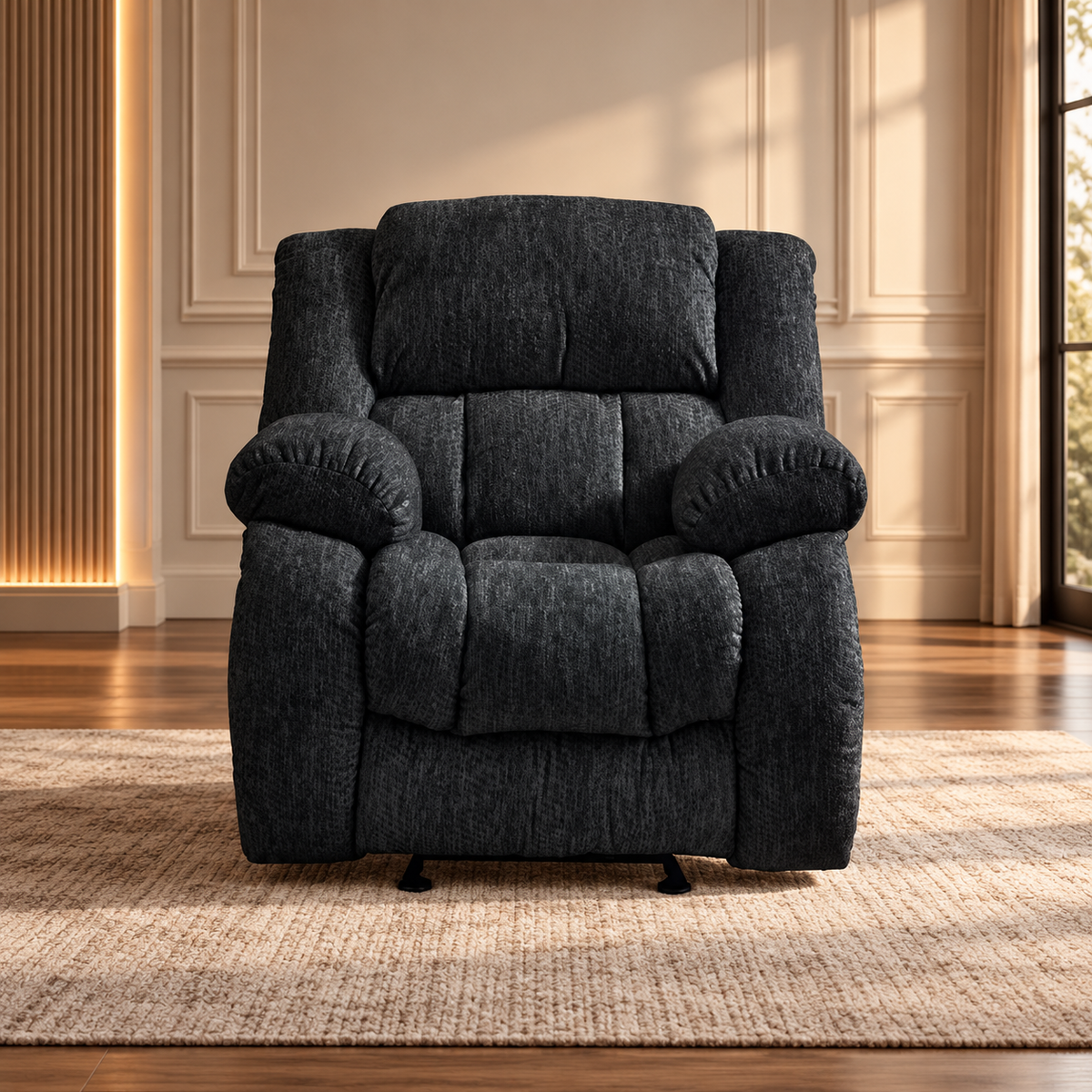 40-Inch Gray Fabric Gliding Recliner — main product image