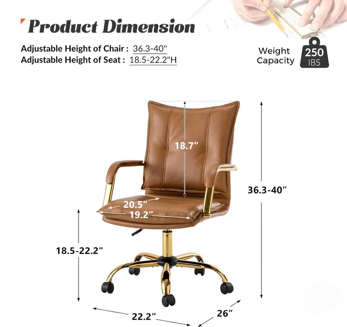 Office Chair with Gold-Tone Base