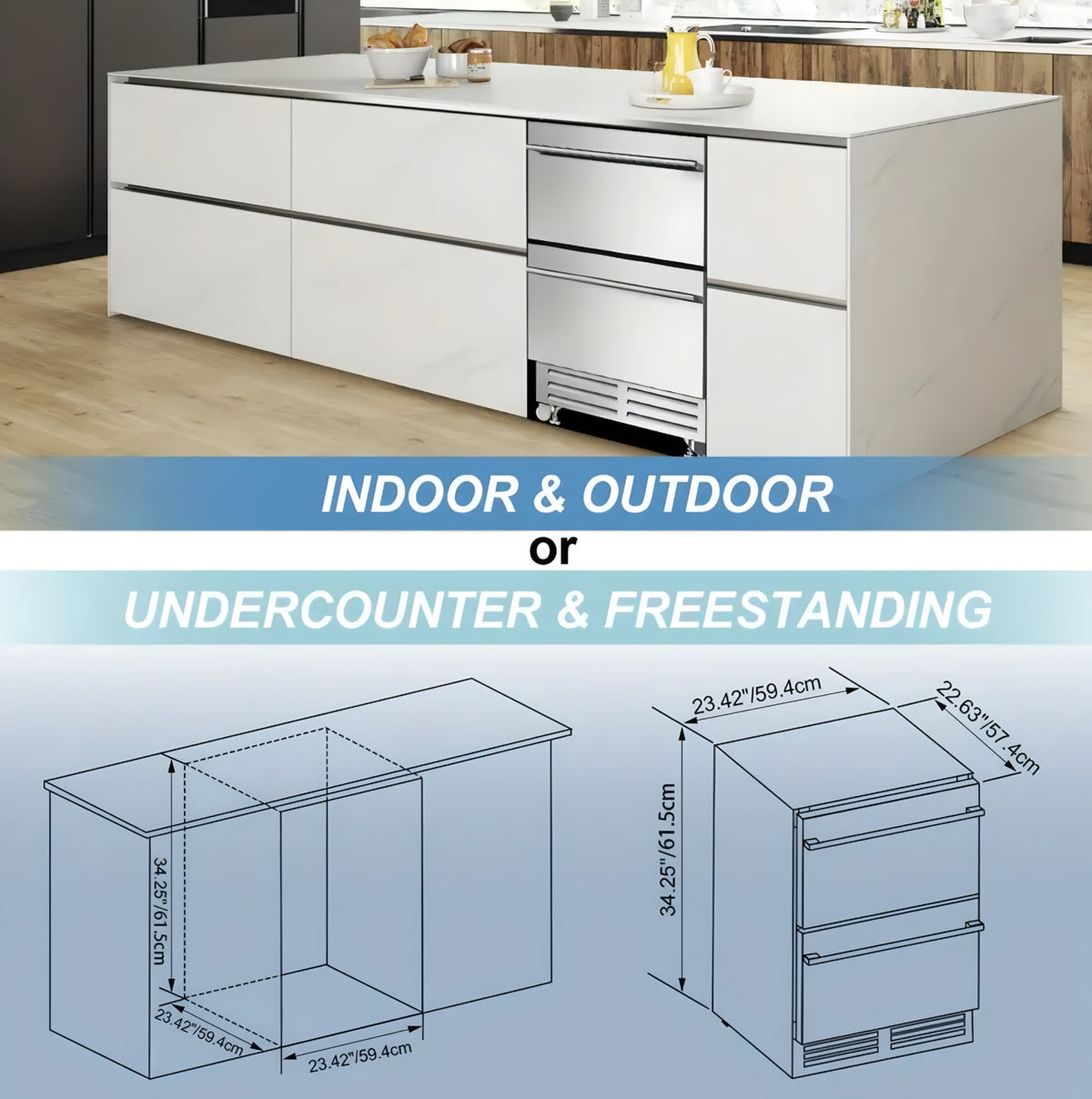 Undercounter Dual-Drawer Fridge Cooler