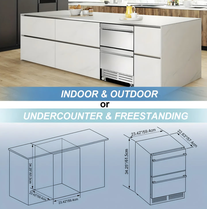 Undercounter Dual-Drawer Fridge Cooler