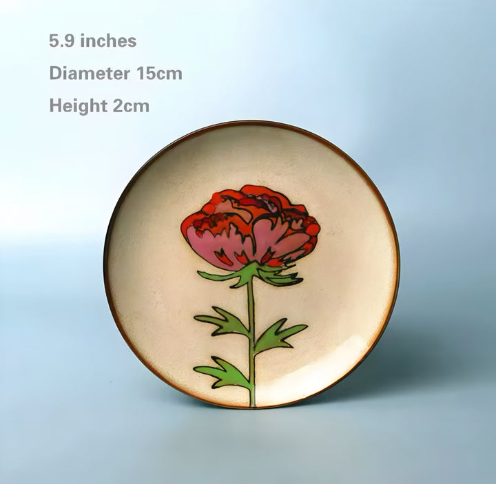 Hand-Painted Ceramic Plate Set — 6 Pieces
