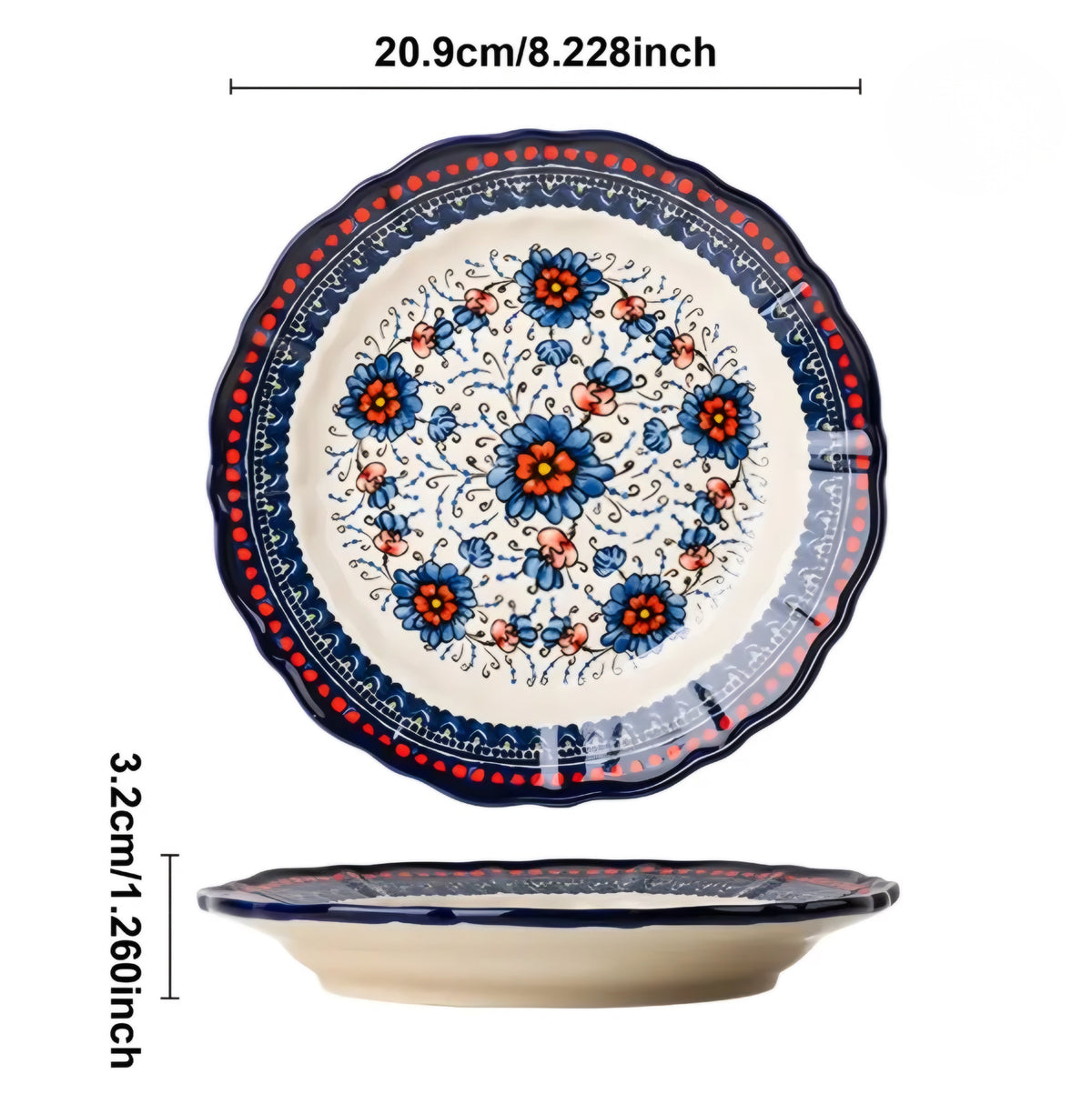 Patterned Ceramic Dinner Plate Set — 4 Pieces