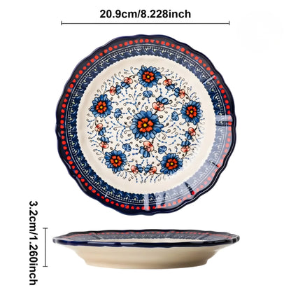 Patterned Ceramic Dinner Plate Set — 4 Pieces