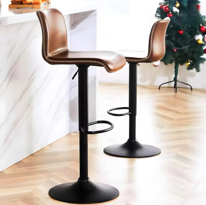 Curved-Back Pedestal Bar Stool Set — 3 Pieces