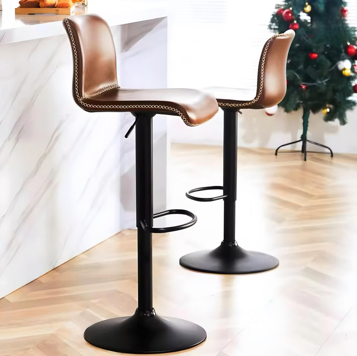 Curved-Back Pedestal Bar Stool Set — 3 Pieces