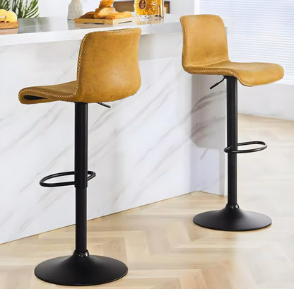 Curved-Back Pedestal Bar Stool Set — 3 Pieces
