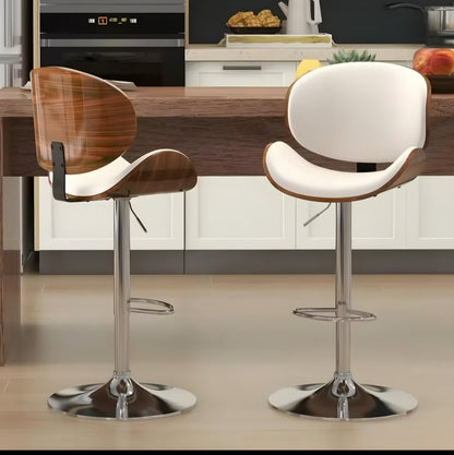 Wood-Back Swivel Bar Stool Set — 4 Pieces