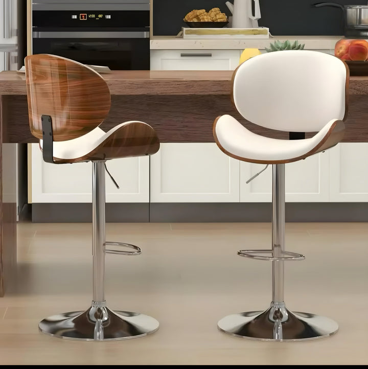 Wood-Back Swivel Bar Stool Set — 4 Pieces