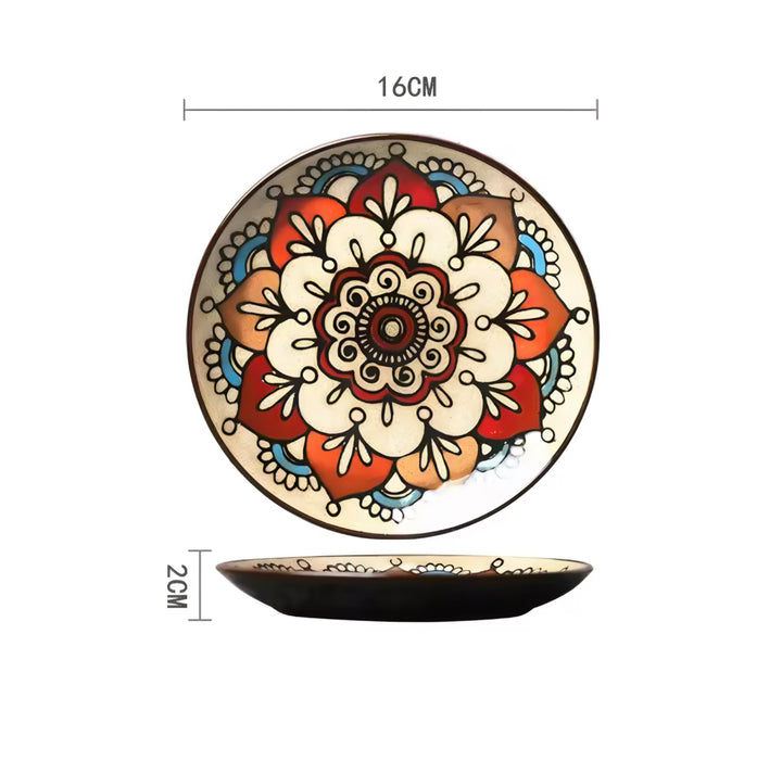 Hand-Painted Ceramic Plate Set — 6 Pieces