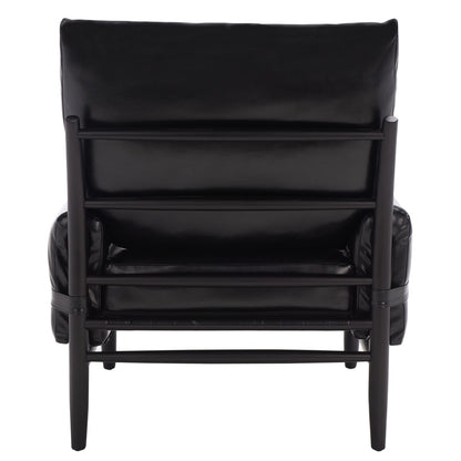 Strap-Detail Wood-Frame Accent Chair