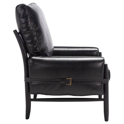 Strap-Detail Wood-Frame Accent Chair