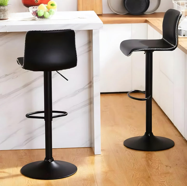 Curved-Back Pedestal Bar Stool Set — 3 Pieces