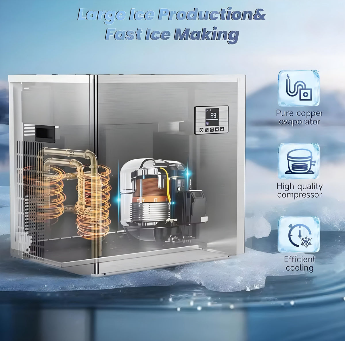 Commercial Ice Maker with Upper Cabinet