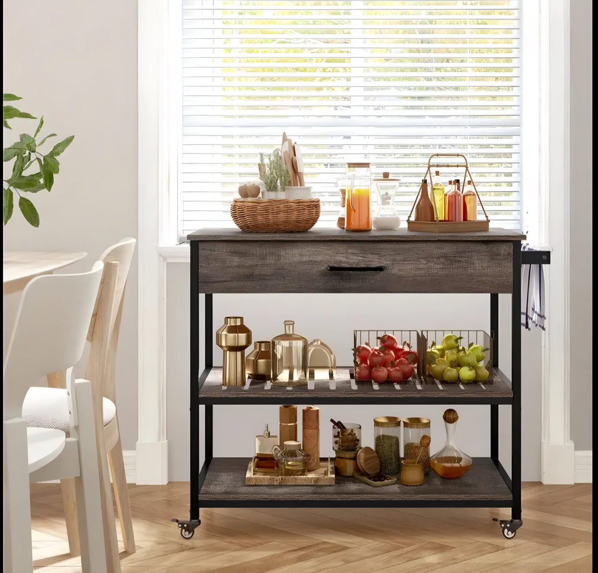 Kitchen Cart with Drawers & Basket