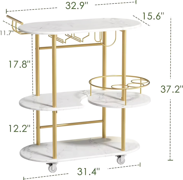 Oval Three-Tier Bar Cart