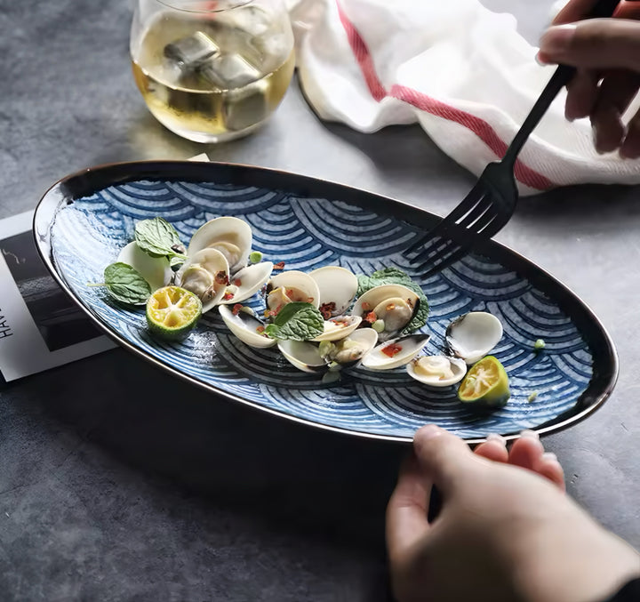 Blue Wave Ceramic Plate Set — 4 Pieces