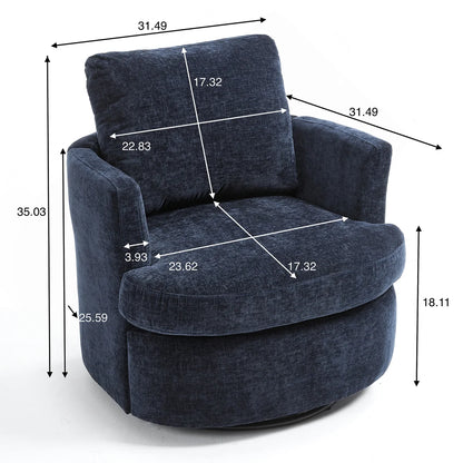 Dimension diagram of the navy round barrel chair