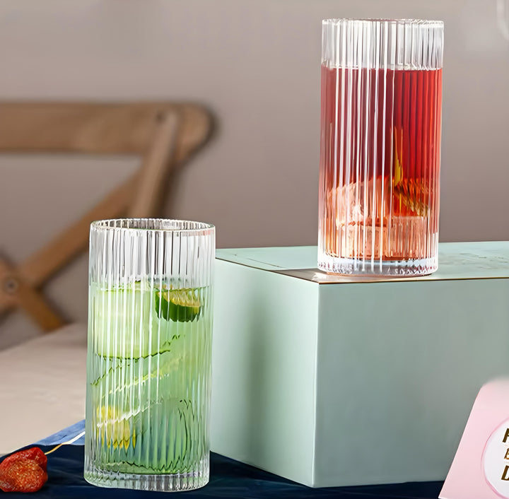 Ribbed Highball Glass Set — 6 Pieces