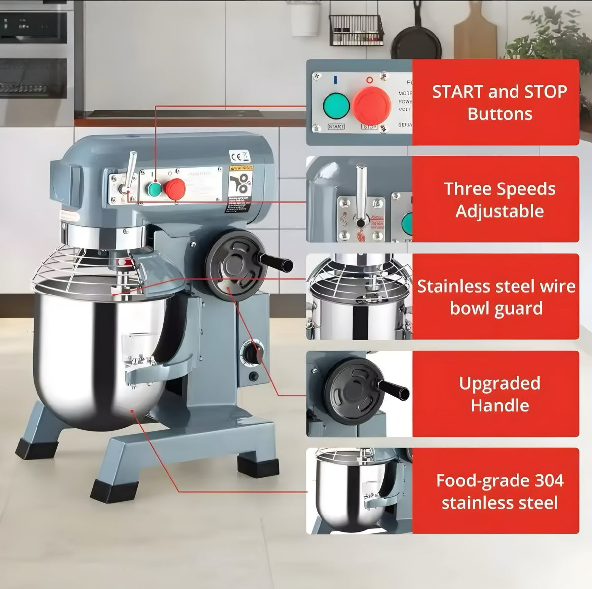 Commercial Stand Mixer with Safety Guard