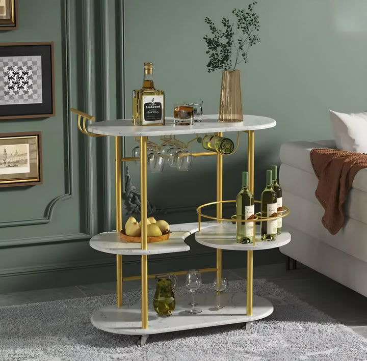 Oval Three-Tier Bar Cart