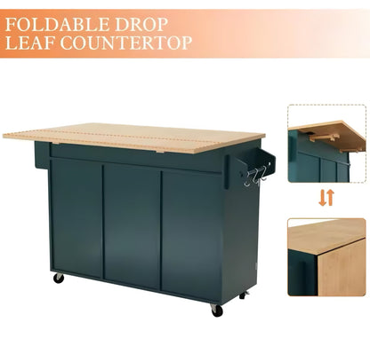 Kitchen Island Cart with Barn-Style Doors