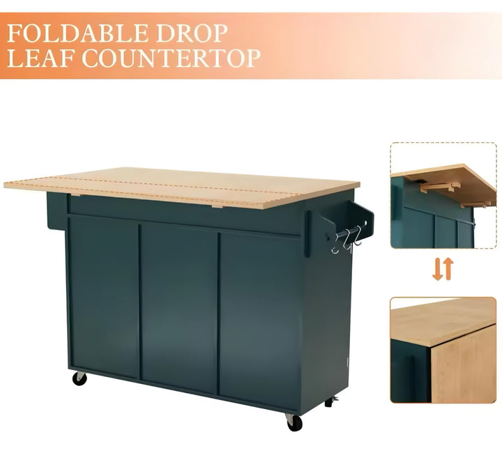 Kitchen Island Cart with Barn-Style Doors