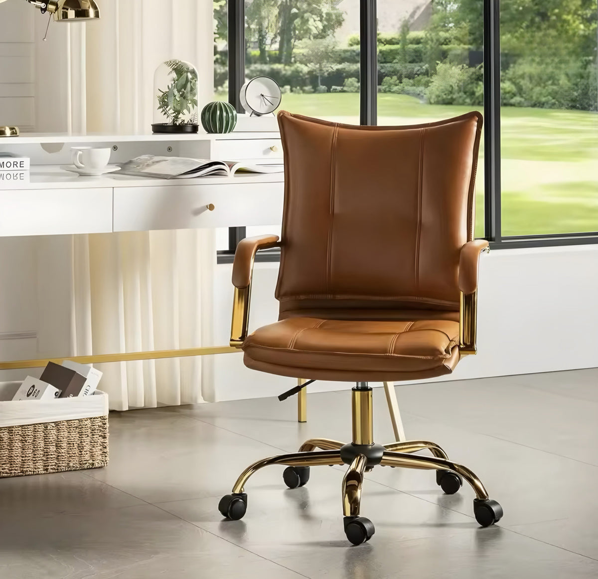 Office Chair with Gold-Tone Base