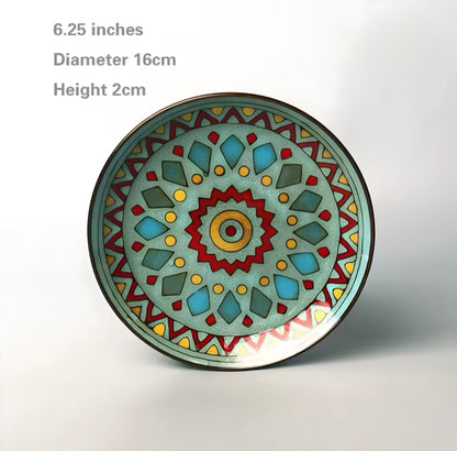 Hand-Painted Ceramic Plate Set — 6 Pieces