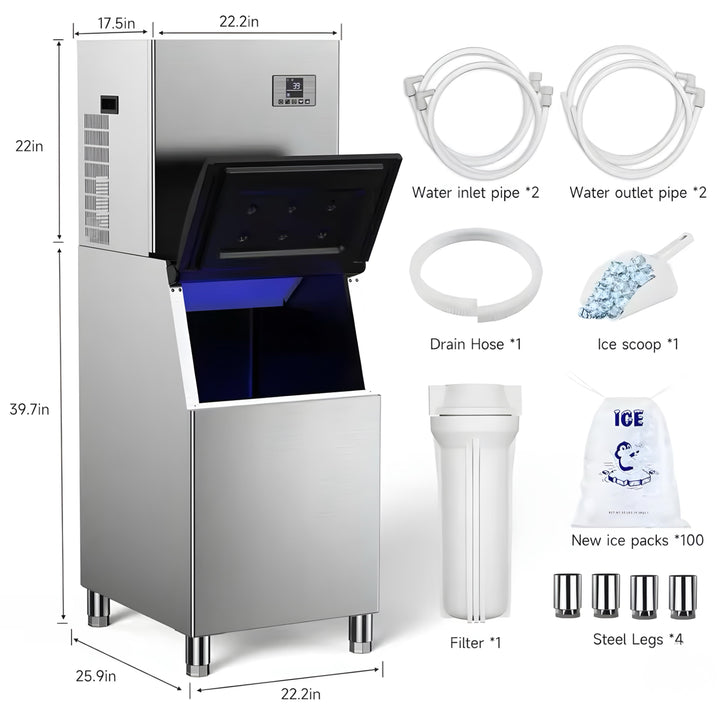Commercial Ice Maker with Upper Cabinet