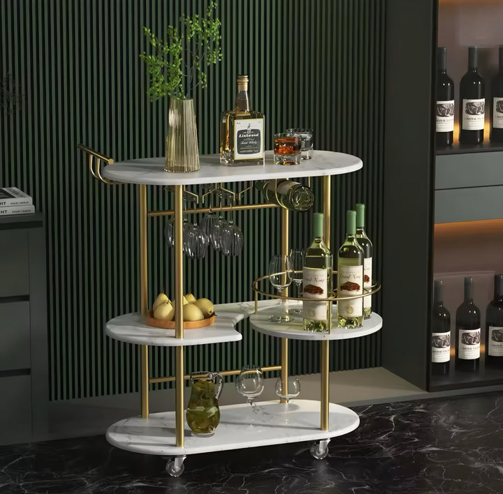 Oval Three-Tier Bar Cart