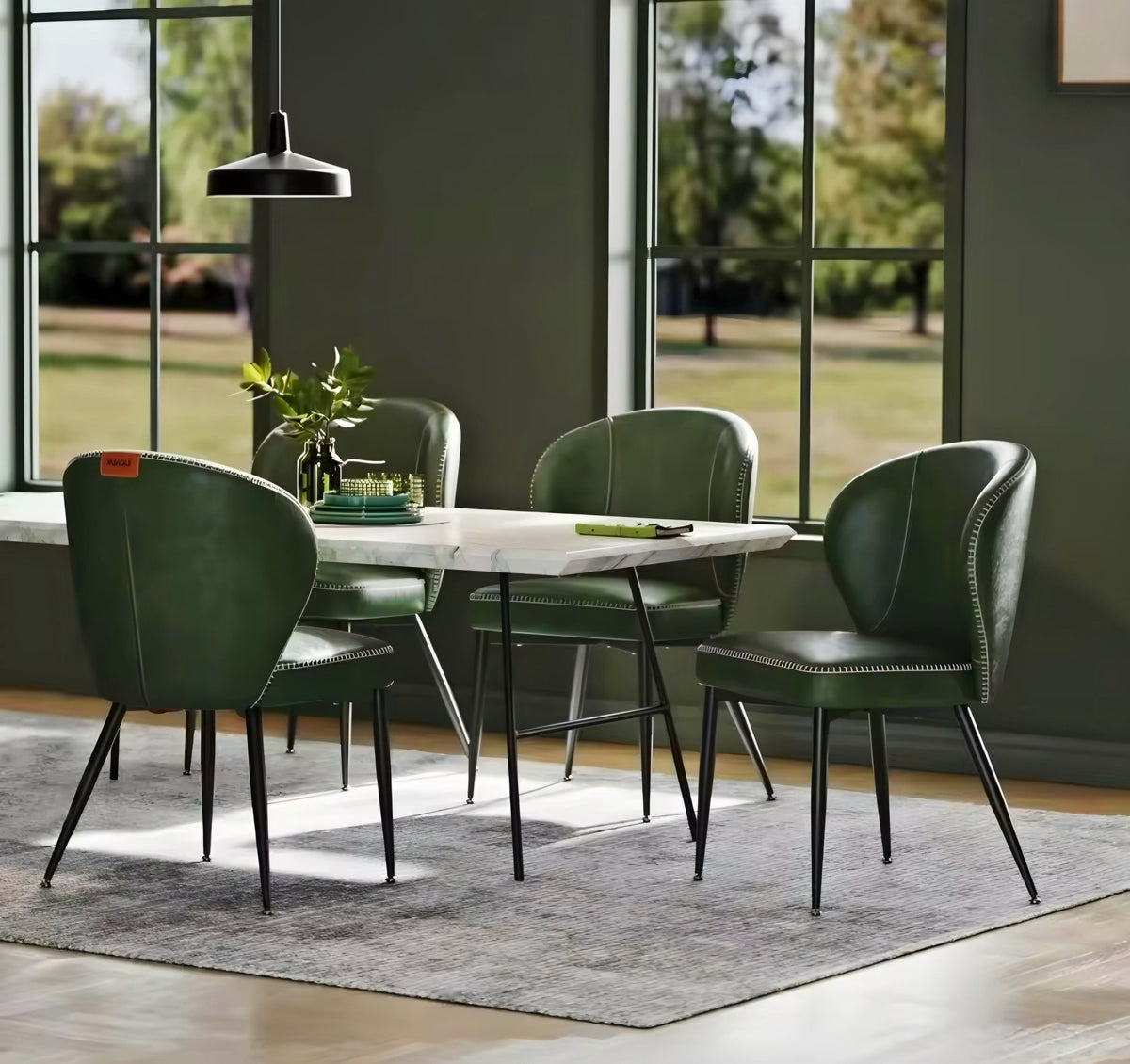 Curved-Back Dining Chair Set — 4 Pieces