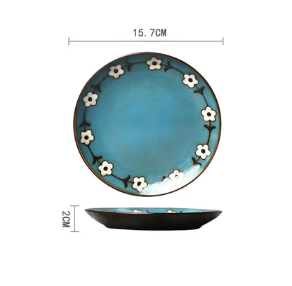 Hand-Painted Ceramic Plate Set — 6 Pieces