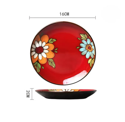 Hand-Painted Ceramic Plate Set — 6 Pieces