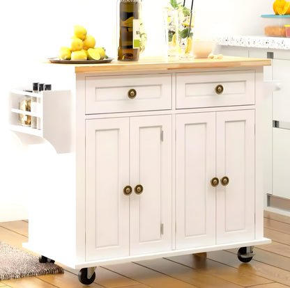 Kitchen Cart with Double-Door Cabinet