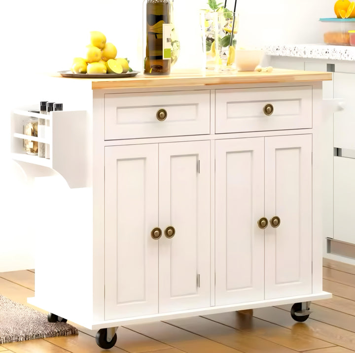 Kitchen Cart with Double-Door Cabinet